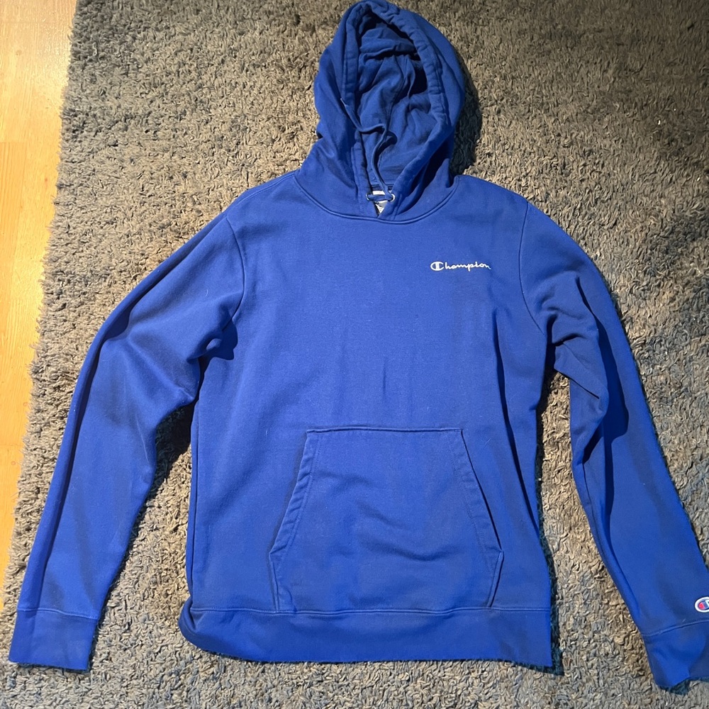 Men’s blue Champion hoodie, M